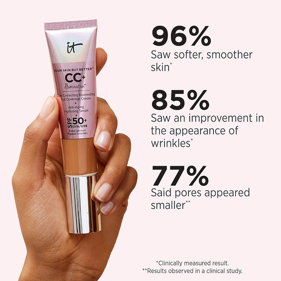 IT COSMETICS CC+ Illumination Full Coverage Cream Light + Heavenly Skin Brush!